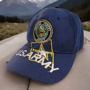 US Army Cap Blue with Embroidered United States Logo USA Military OSFM Adjustabl